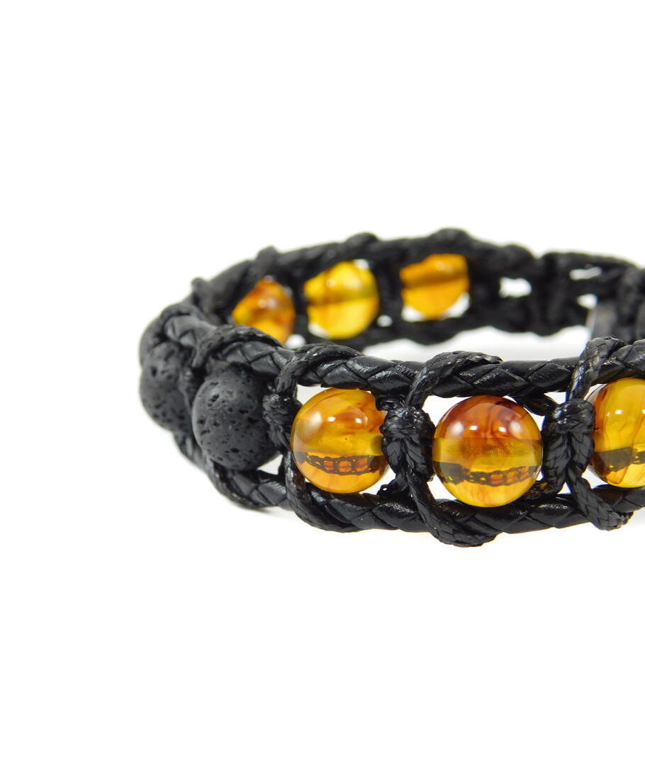 Exclusive leather bracelet "Arrest" Amber, Lava