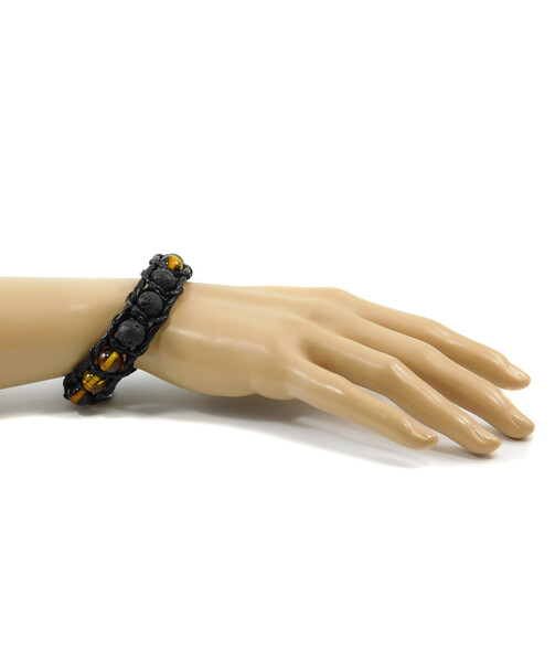 Exclusive leather bracelet "Arrest" Amber, Lava