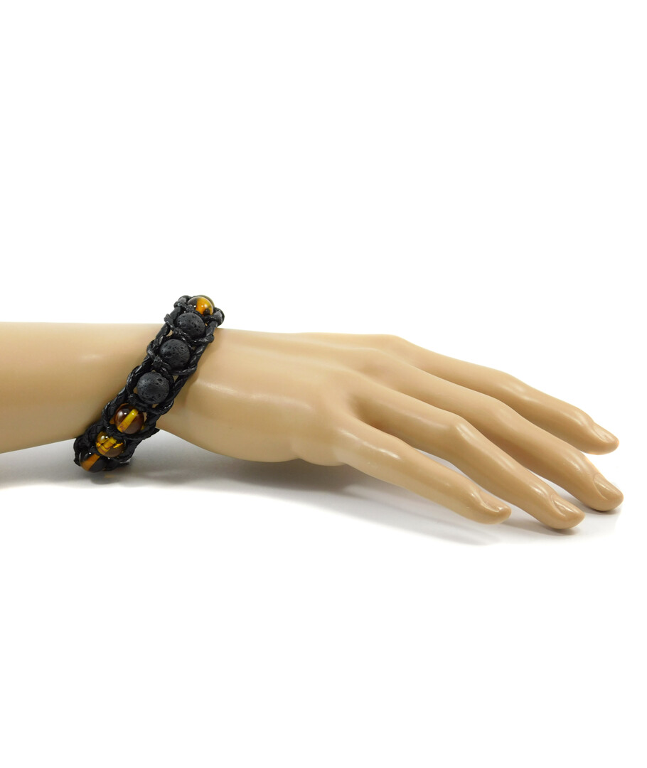 Exclusive leather bracelet "Arrest" Amber, Lava