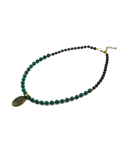 Exclusive necklace "Ethnic style" Malachite, Agate