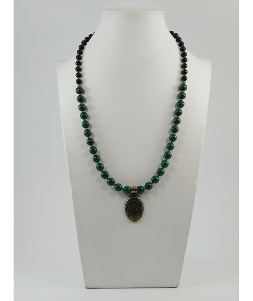 Exclusive necklace "Ethnic style" Malachite, Agate