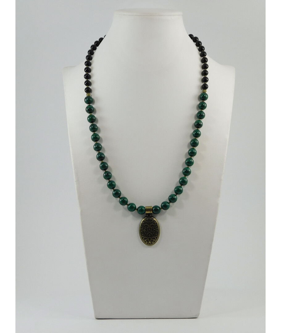 Exclusive necklace "Ethnic style" Malachite, Agate