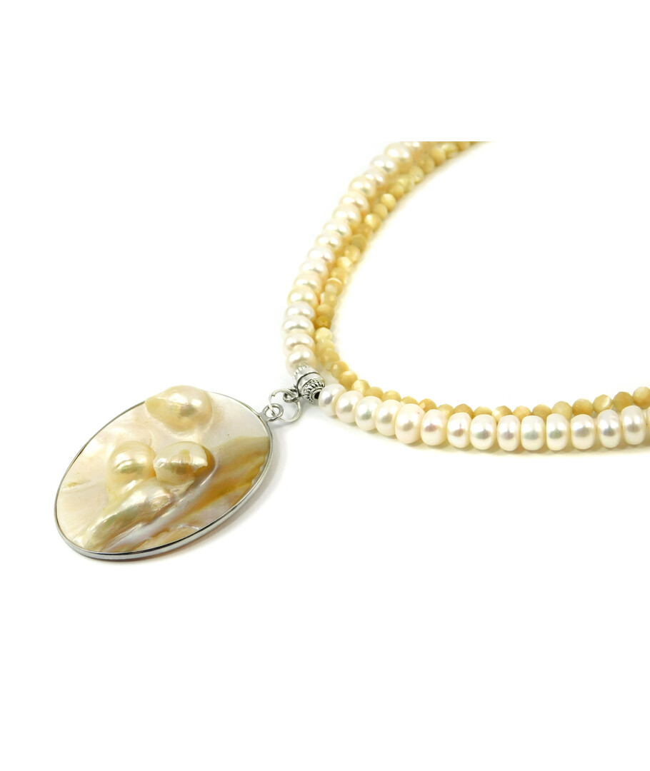 Exclusive necklace "Metaphor" Mother of pearl, Rondel pearls