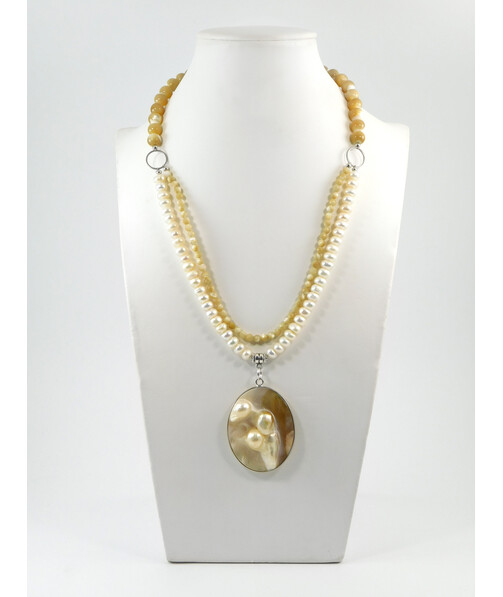 Exclusive necklace "Metaphor" Mother of pearl, Rondel pearls