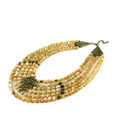 Exclusive necklace "Berga" Mother of pearl, 6 rows