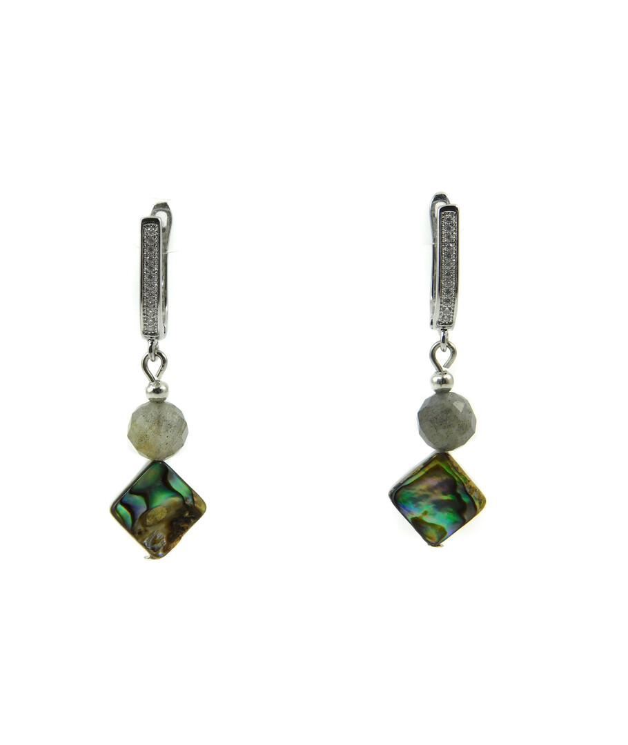 Exclusive earrings "Rhombus" Heliotis square, Labrador face