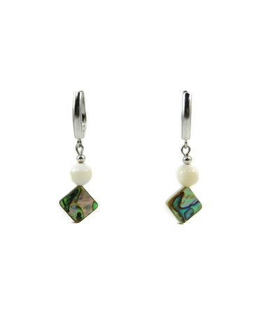 Exclusive earrings "Rhombus" Heliotis square, mother-of-pearl