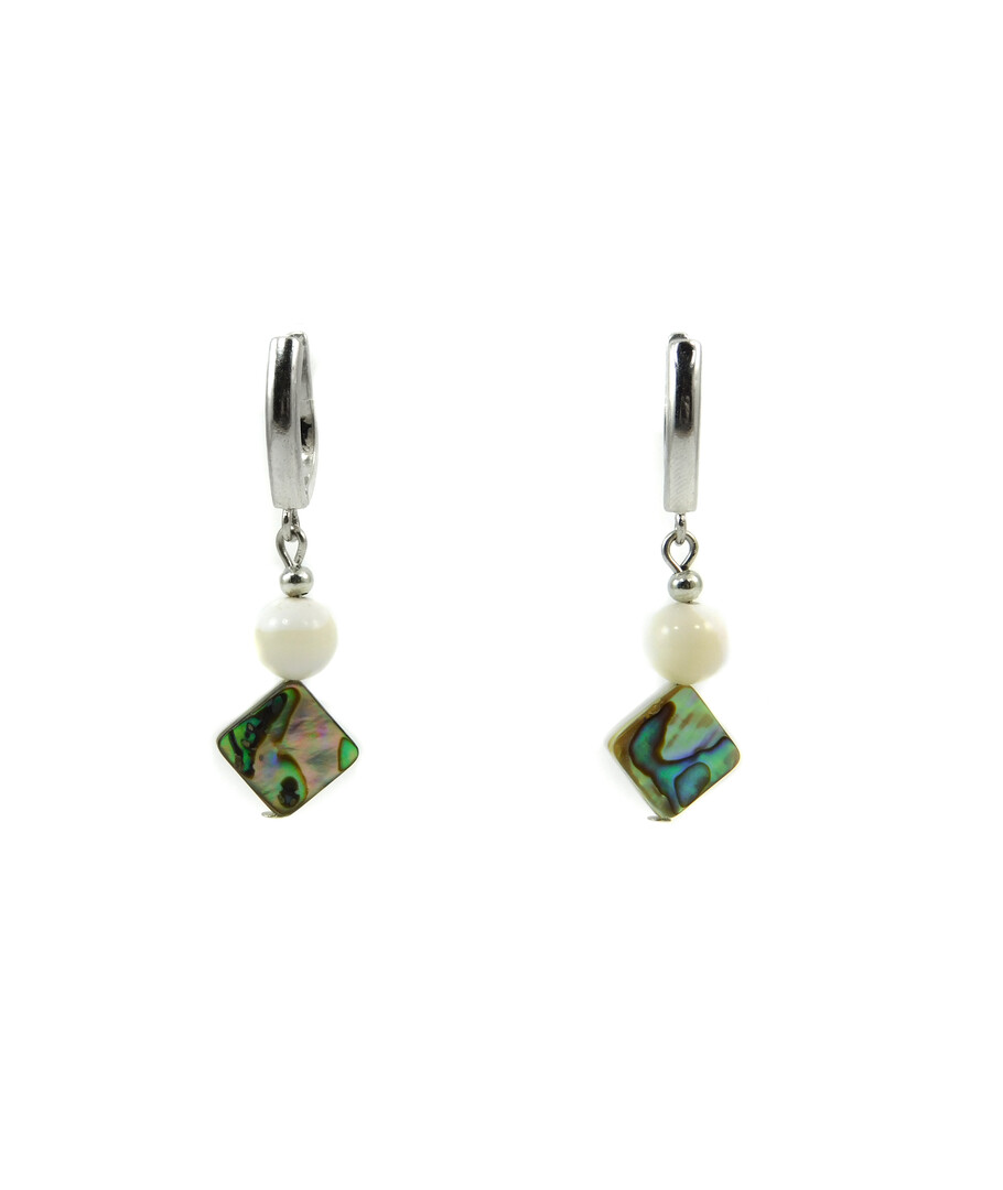 Exclusive earrings "Rhombus" Heliotis square, mother-of-pearl