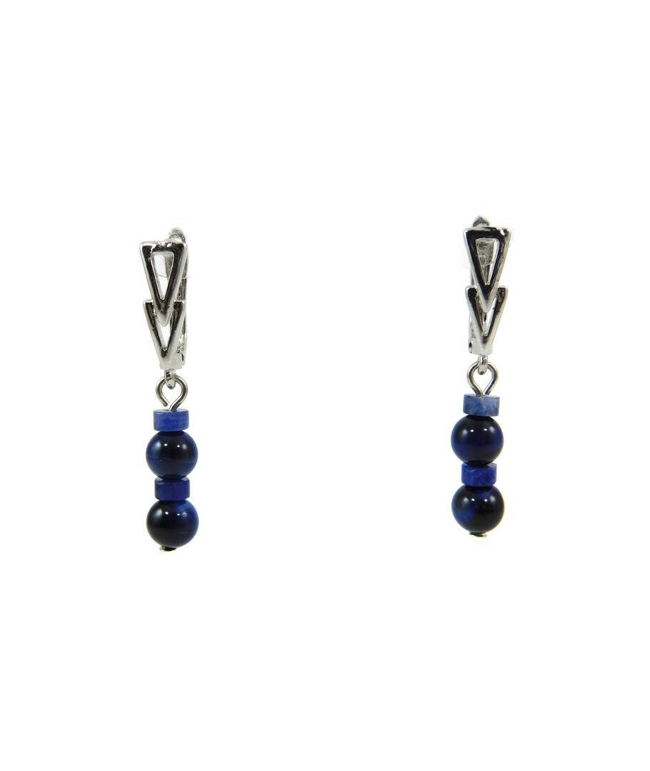 Exclusive earrings "Romania" Tiger's eye, Sodalite puck