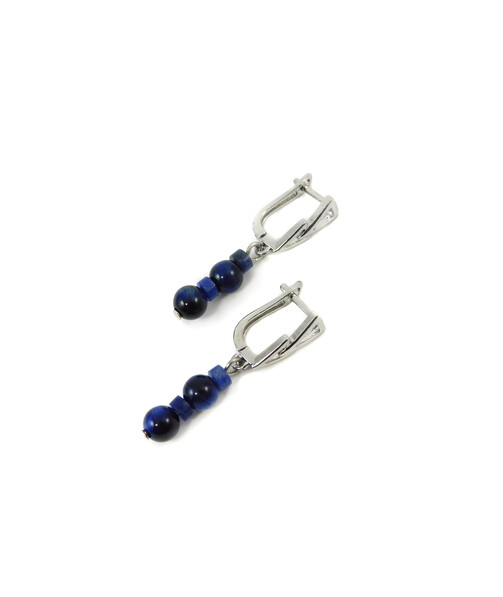 Exclusive earrings "Romania" Tiger's eye, Sodalite puck