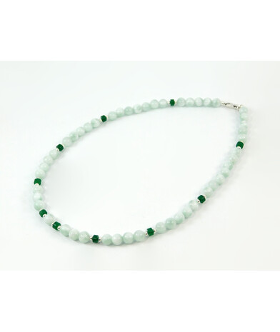 Exclusive necklace "Romania" Angelite, Chrysoprase washer, silver