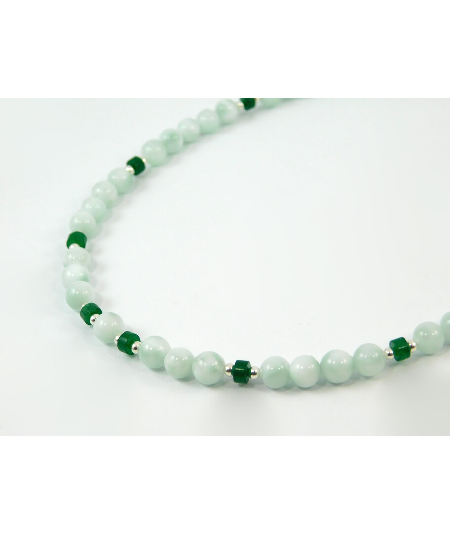 Exclusive necklace "Romania" Angelite, Chrysoprase washer, silver