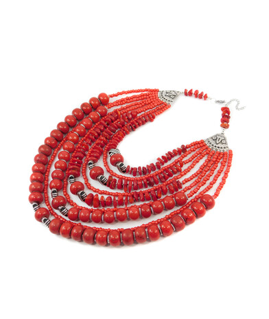 Exclusive necklace "Nine-row" Coral ("Ethnic" Collection)