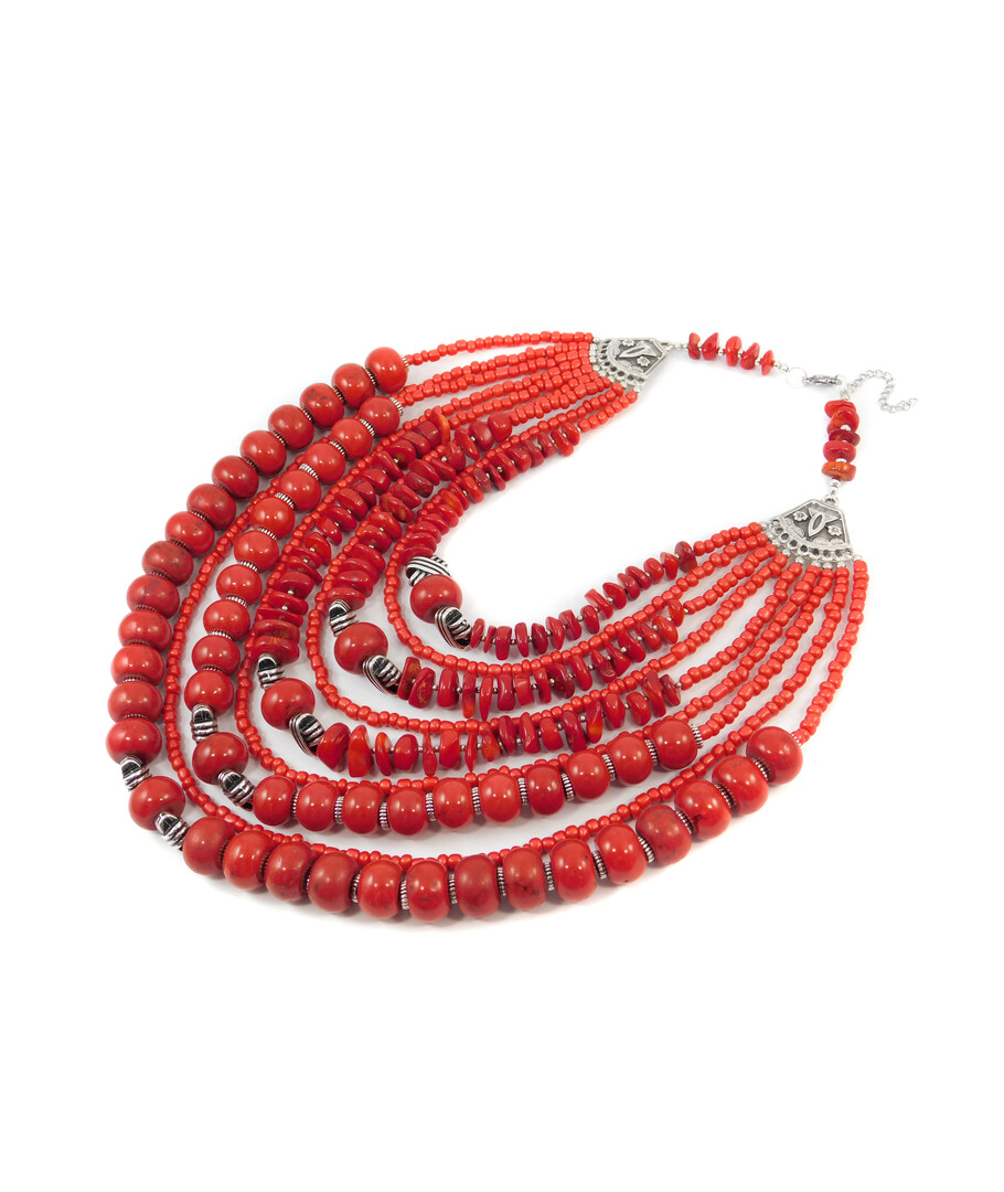 Exclusive necklace "Nine-row" Coral ("Ethnic" Collection)