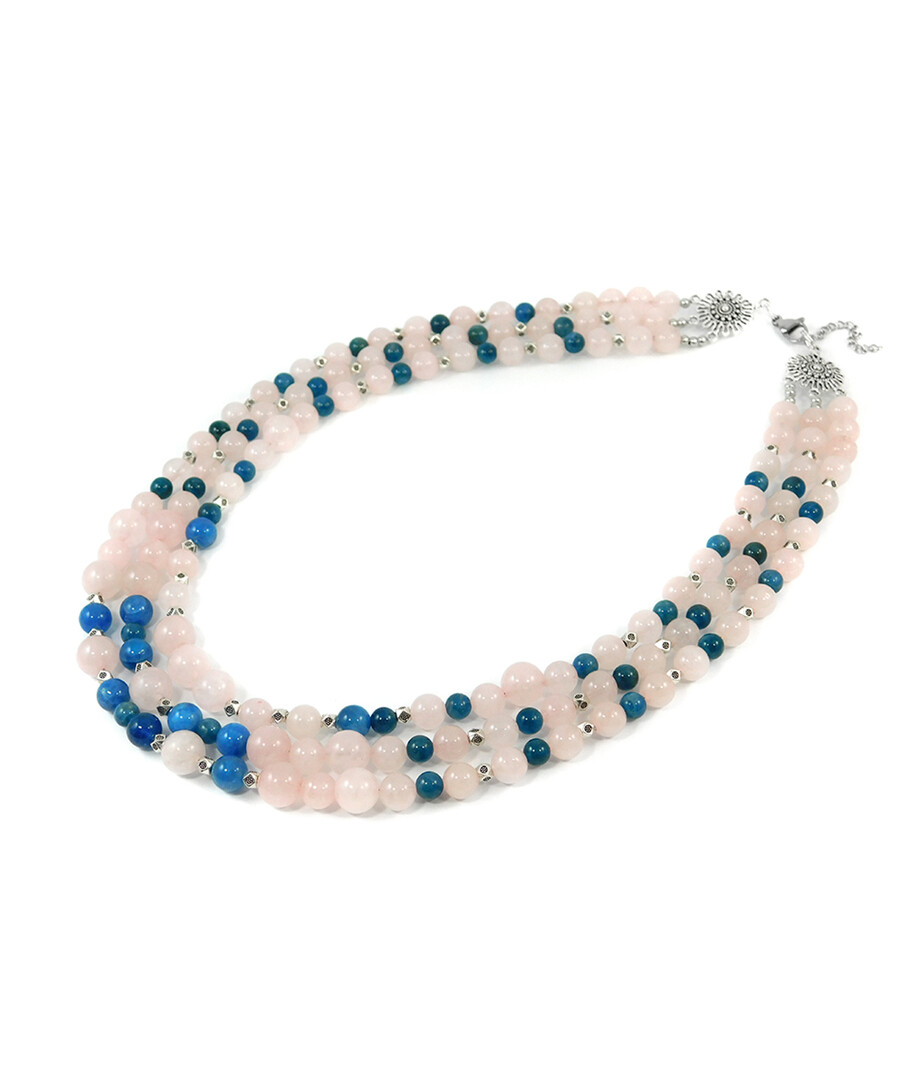 Exclusive necklace "Melancholy Waltz" Apatite, Rose quartz