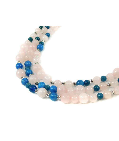 Exclusive necklace "Melancholy Waltz" Apatite, Rose quartz