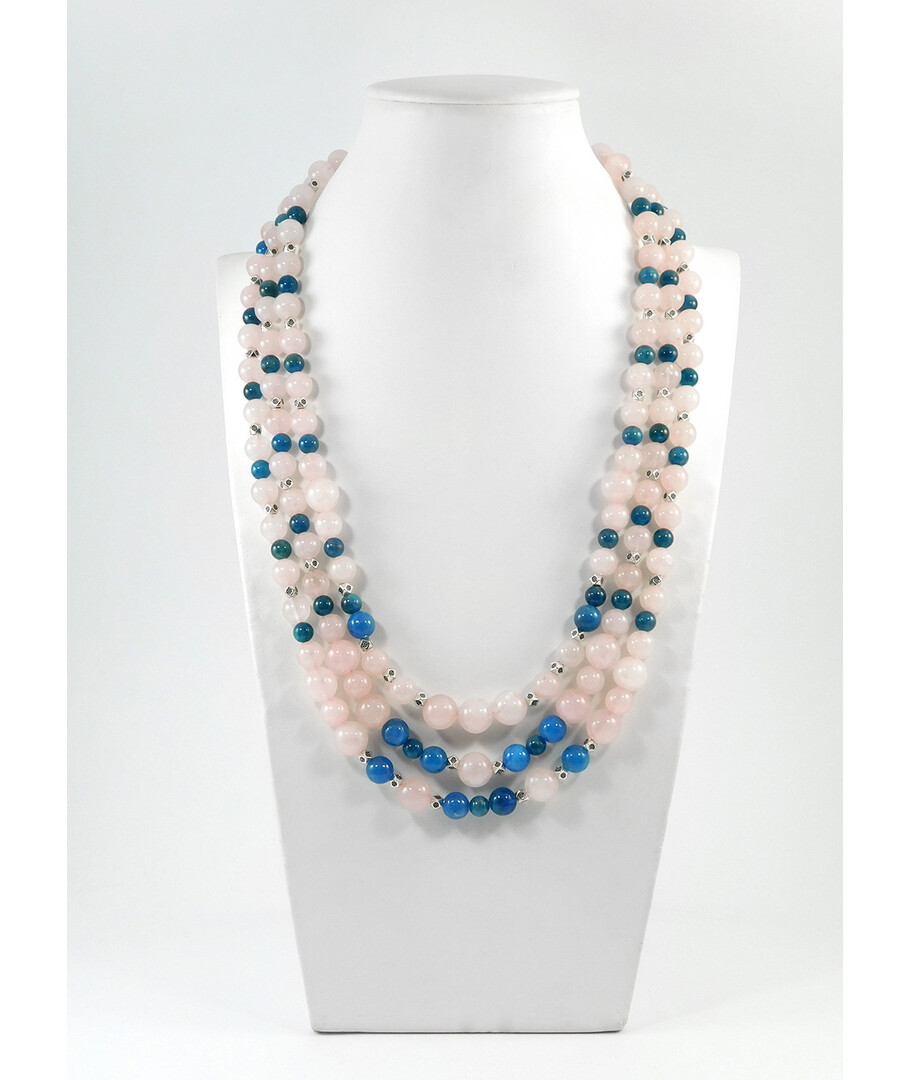 Exclusive necklace "Melancholy Waltz" Apatite, Rose quartz