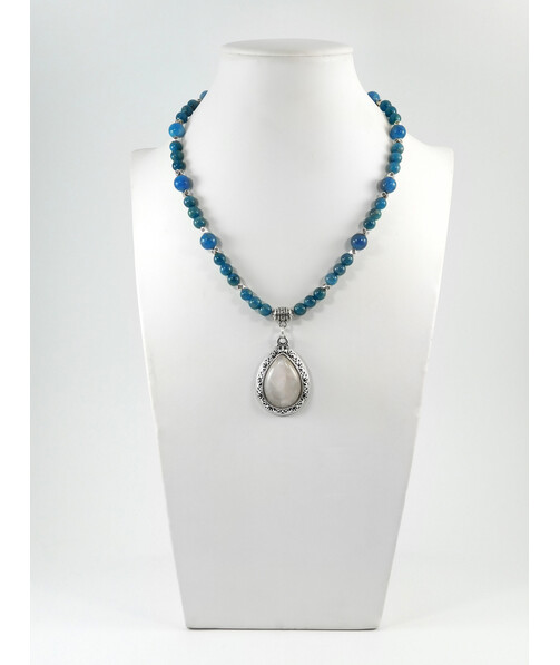 Exclusive necklace "Melancholy Waltz" Apatite, Rose quartz pendant