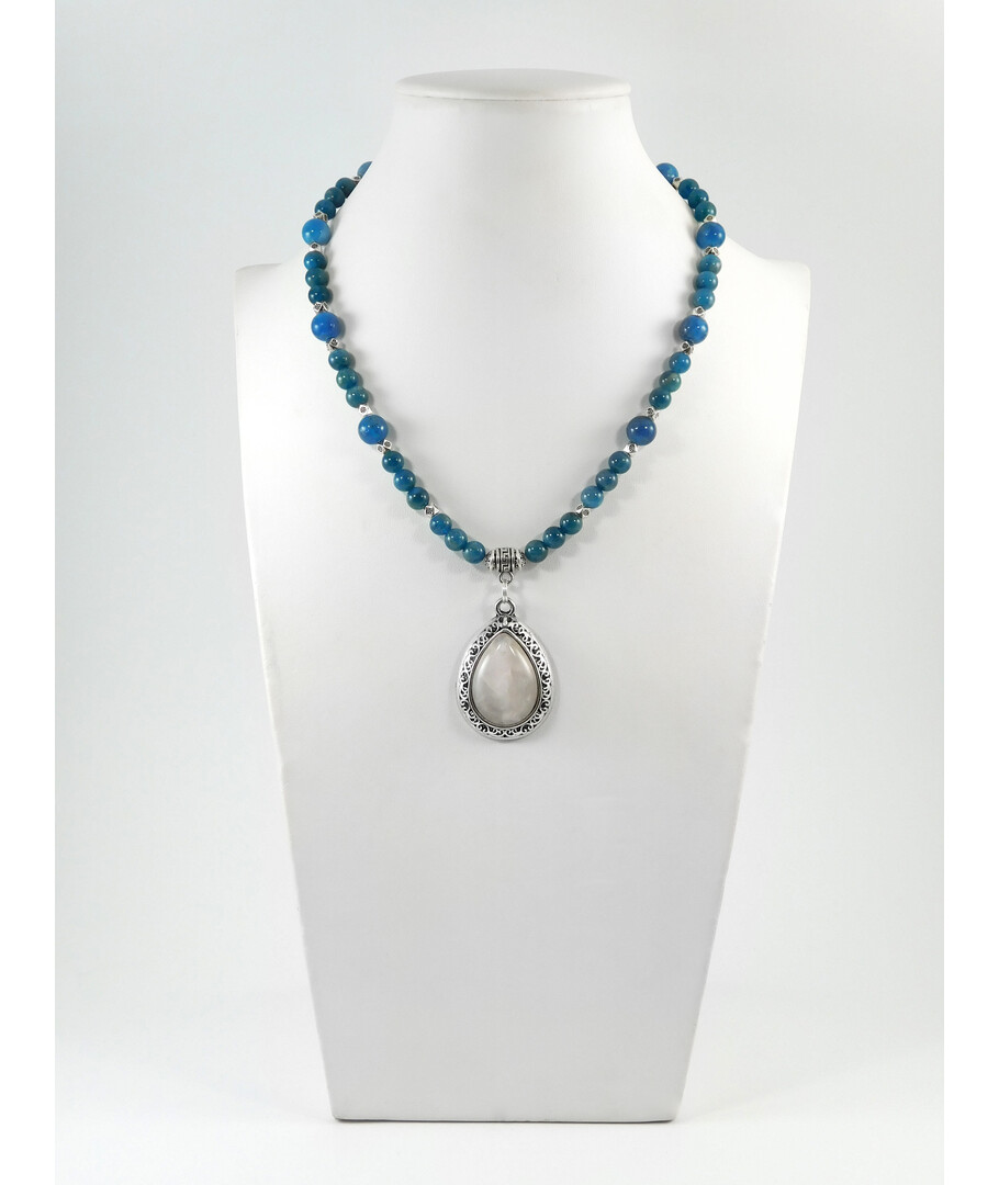 Exclusive necklace "Melancholy Waltz" Apatite, Rose quartz pendant