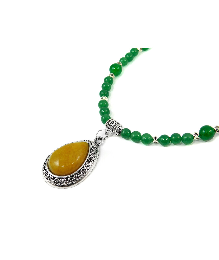 Exclusive necklace "Melancholy Waltz" Chrysoprase, Quartz pendant