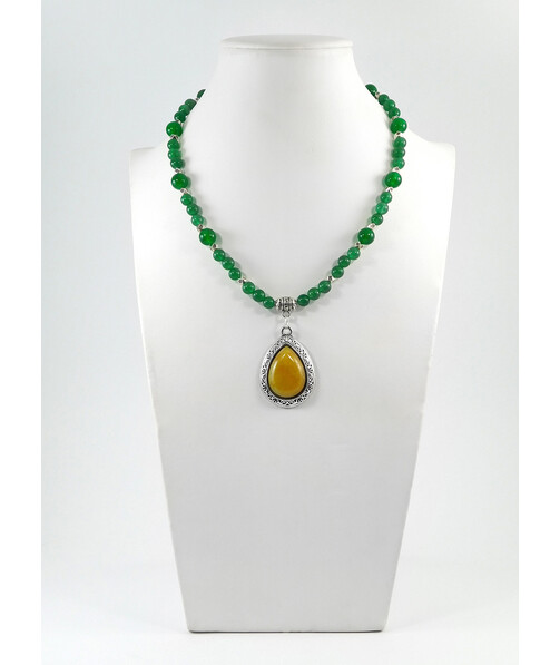 Exclusive necklace "Melancholy Waltz" Chrysoprase, Quartz pendant