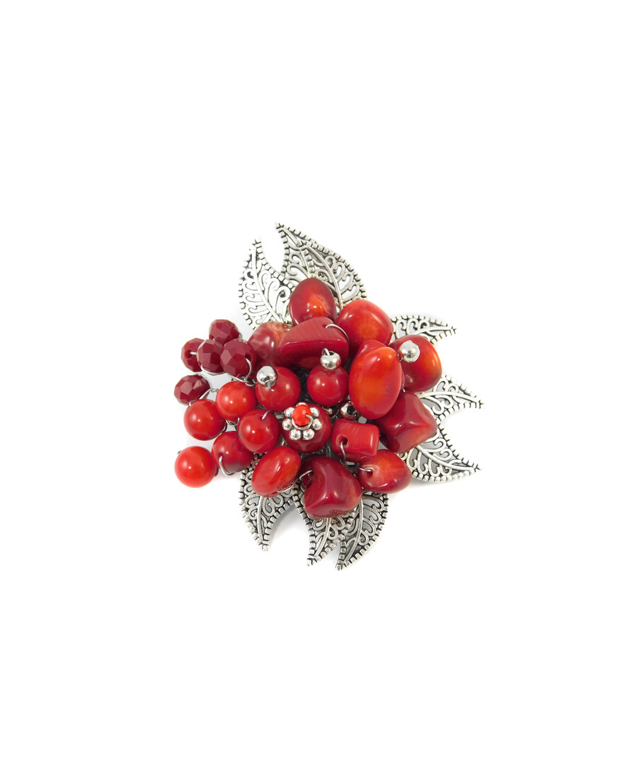 Exclusive brooch "Stone" Coral, crumb