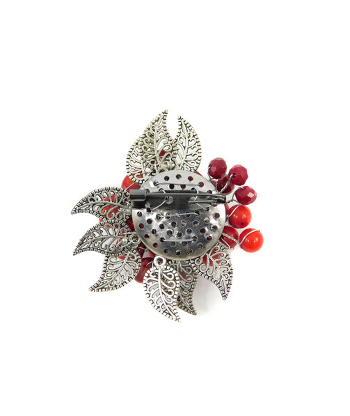 Exclusive brooch "Stone" Coral, crumb