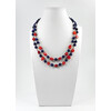 Exclusive necklace &quot;Stormy Ocean&quot; Coral, lapis lazuli, 2-row