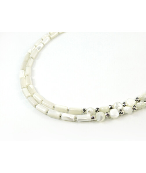 Exclusive necklace "Jessica" Mother-of-pearl rice, tube, tail