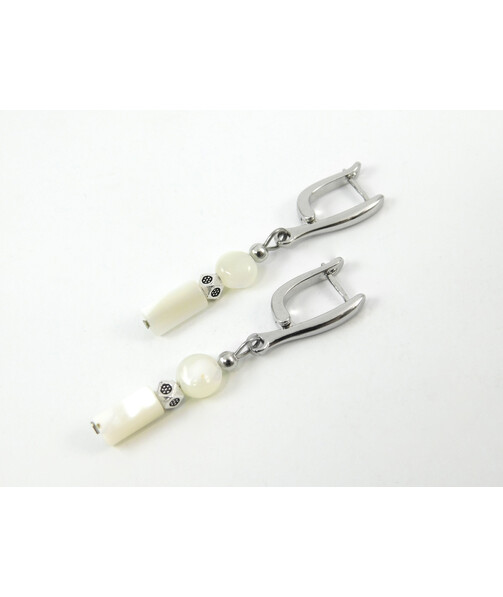 Exclusive earrings "Jessica" Mother-of-pearl tube, bead