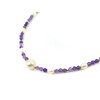 Exclusive necklace &quot;Aria&quot; Amethyst facet, Pearls, rice, silver