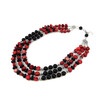 Exclusive necklace &quot;Stozhary&quot; Coral Shungite 3-row