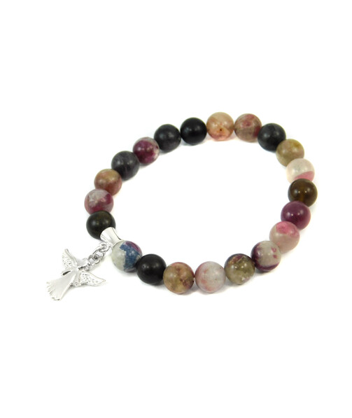 Exclusive bracelet Tourmaline colored matte, cut, silver