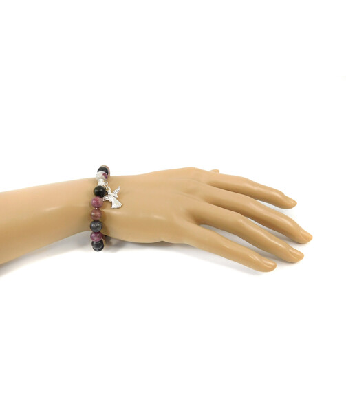 Exclusive bracelet Tourmaline colored matte, cut, silver