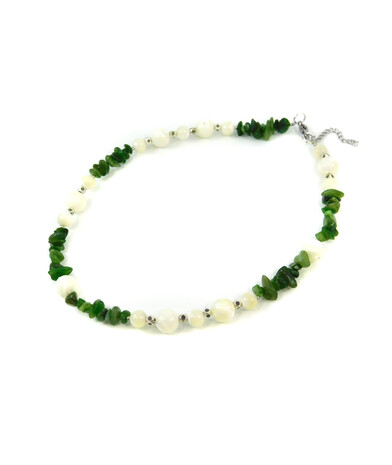 Exclusive necklace "Zendaya" Mother-of-pearl, jadeite crumb