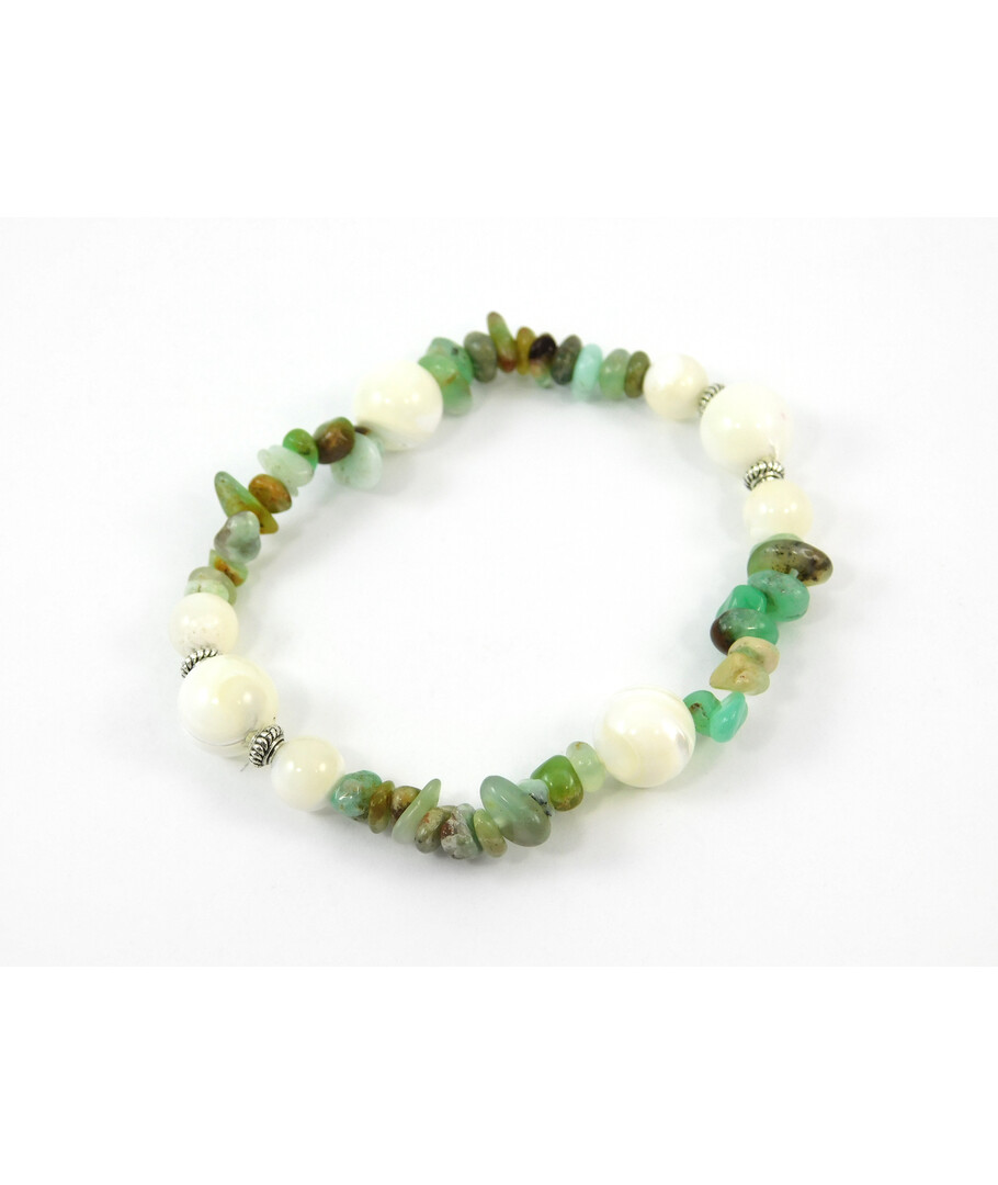 Exclusive bracelet "Zendaya" Mother-of-pearl, chrysoprase, crumb type