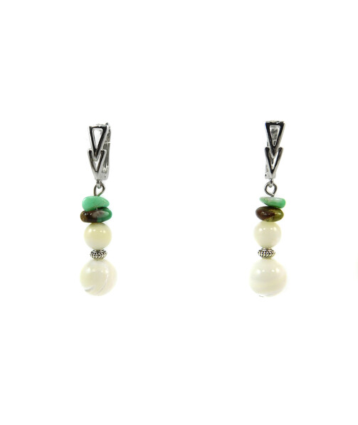 Exclusive earrings "Zendaya" Mother-of-pearl, chrysoprase, crumb type