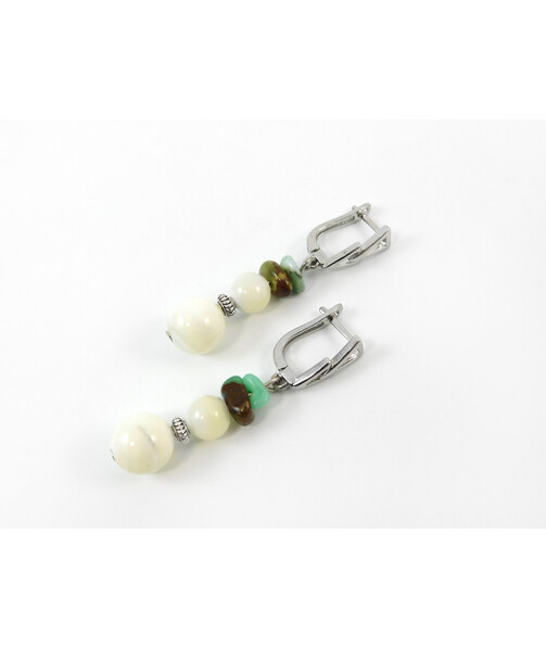 Exclusive earrings "Zendaya" Mother-of-pearl, chrysoprase, crumb type