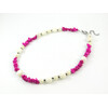 Exclusive necklace &quot;Zendaya&quot; Mother of pearl, Agate fuchsia crumb