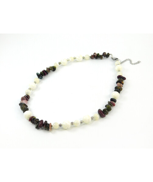 Exclusive necklace "Zendaya" Mother of pearl, tourmaline crumb