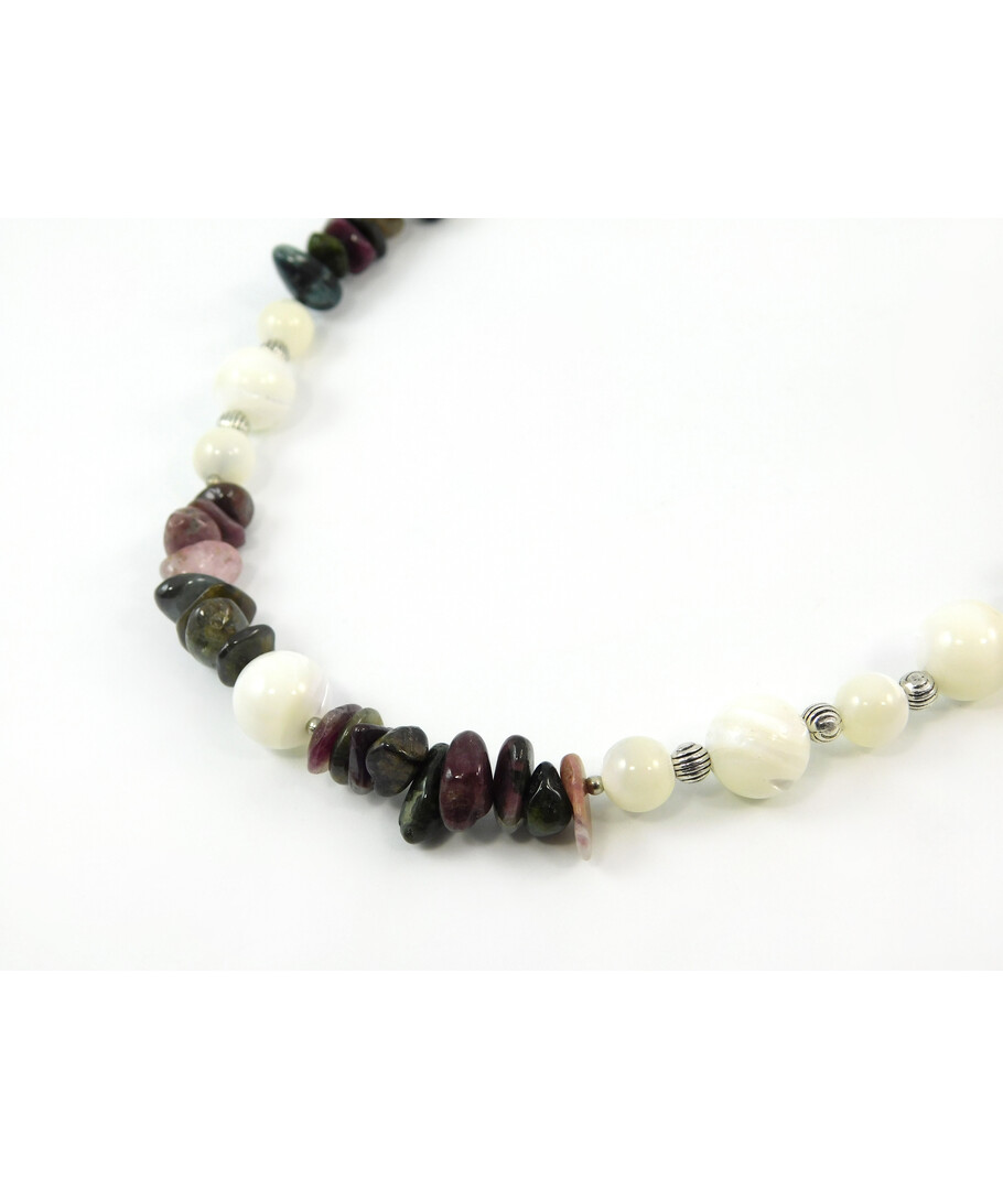 Exclusive necklace "Zendaya" Mother of pearl, tourmaline crumb