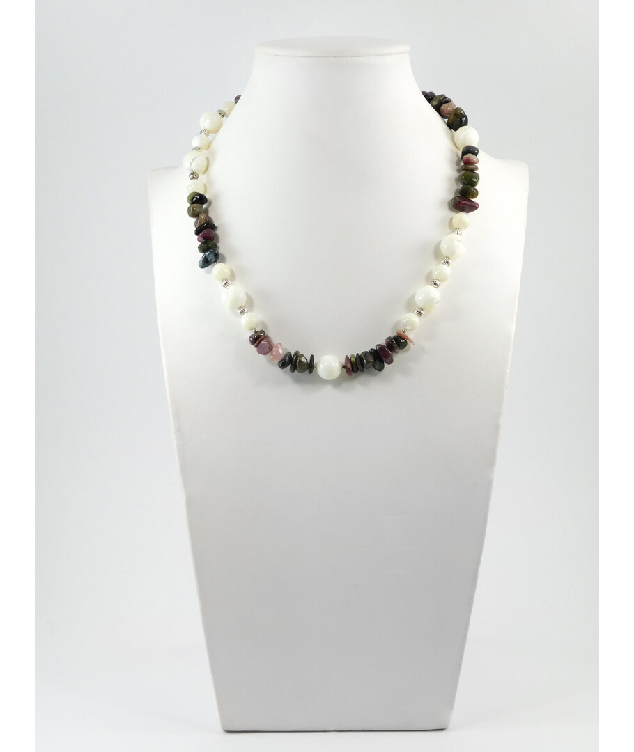 Exclusive necklace "Zendaya" Mother of pearl, tourmaline crumb