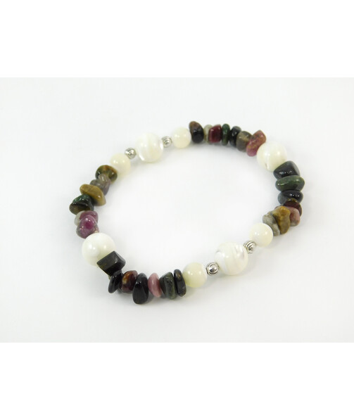 Exclusive bracelet "Zendaya" Mother of pearl, tourmaline crumb