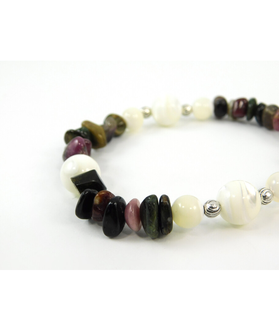 Exclusive bracelet "Zendaya" Mother of pearl, tourmaline crumb