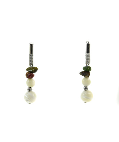 Exclusive earrings "Zendaya" Mother of pearl, tourmaline crumb