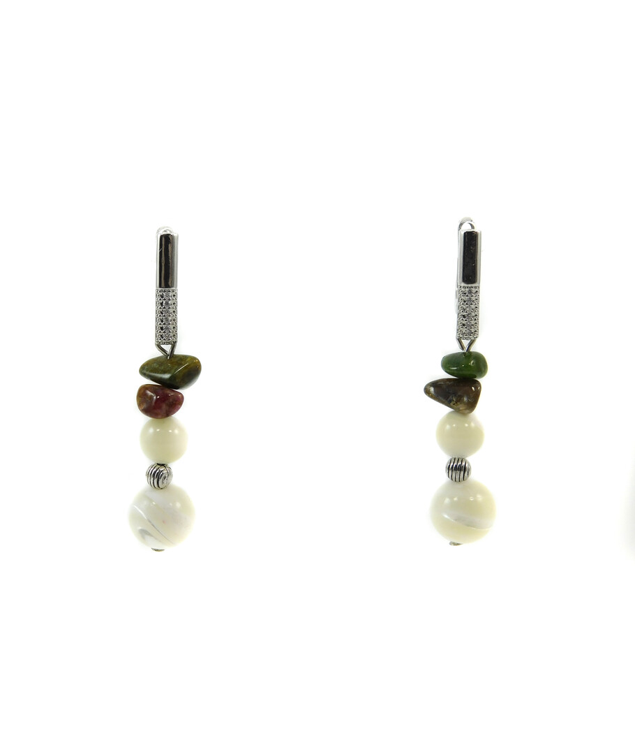 Exclusive earrings "Zendaya" Mother of pearl, tourmaline crumb