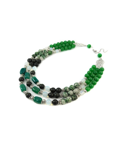 Exclusive necklace "Freshness of the forest" Agate barrel, Snake, Moonstone, Jasper, Jade