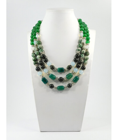 Exclusive necklace "Freshness of the forest" Agate barrel, Snake, Moonstone, Jasper, Jade