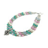 Exclusive necklace &quot;Hutsul motifs&quot; Adular, Aquamarine, Kunzite, Amazonite, 3 rows