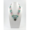 Exclusive necklace &quot;Hutsul motifs&quot; Adular, Aquamarine, Kunzite, Amazonite, 3 rows